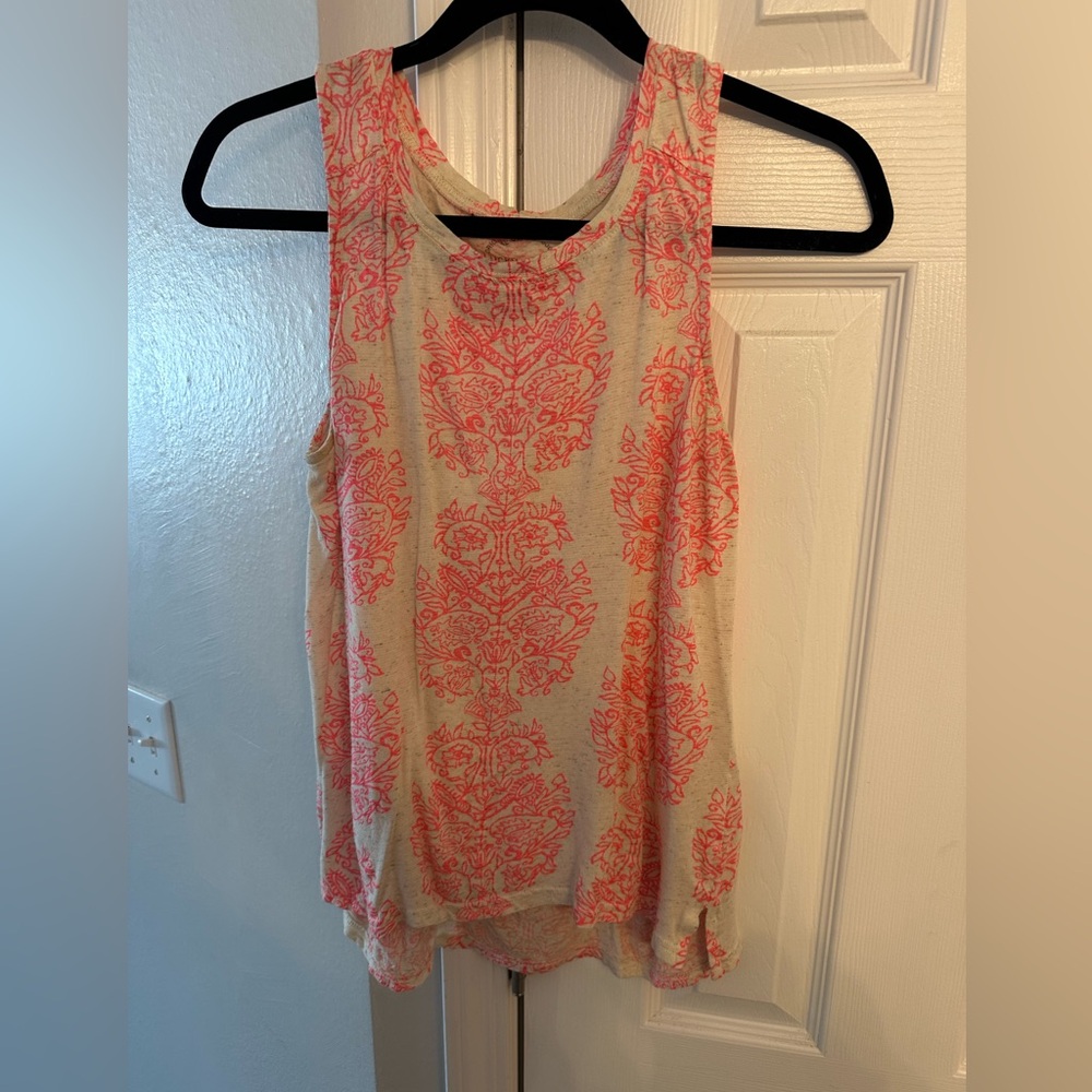Lucky Brand Coral and Cream Tank Top